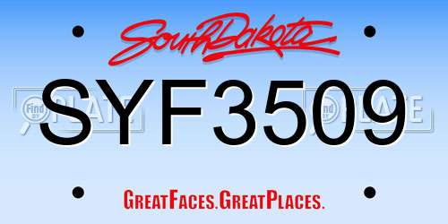 SYF3509 South Dakota License Plate