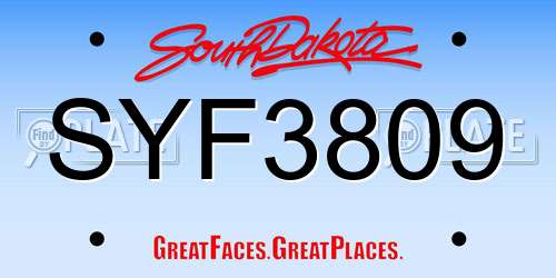 SYF3809 South Dakota License Plate