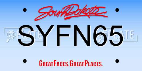 SYFN65 South Dakota License Plate