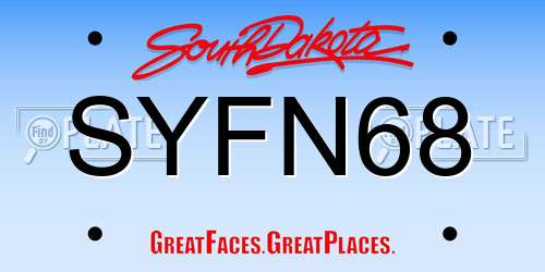 SYFN68 South Dakota License Plate