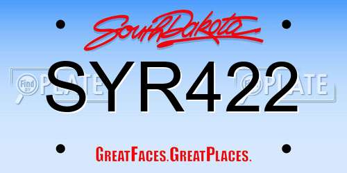 SYR422 South Dakota License Plate