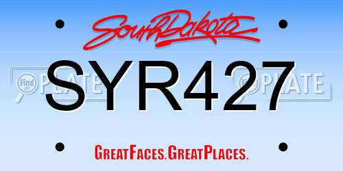 SYR427 South Dakota License Plate