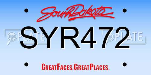 SYR472 South Dakota License Plate