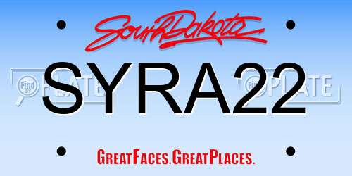 SYRA22 South Dakota License Plate