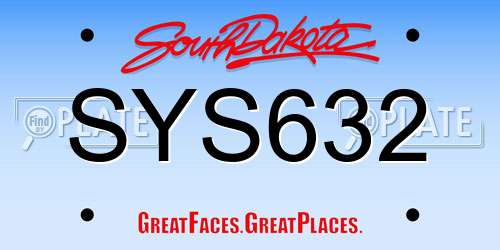 SYS632 South Dakota License Plate