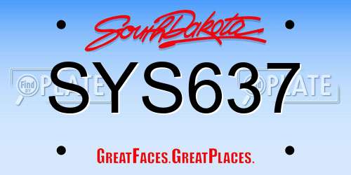 SYS637 South Dakota License Plate
