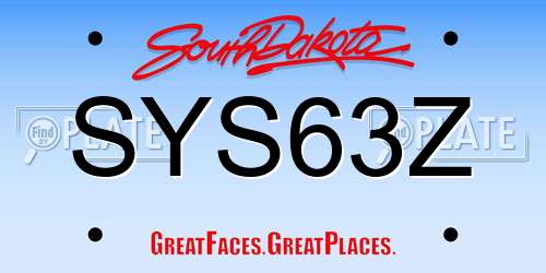 SYS63Z South Dakota License Plate