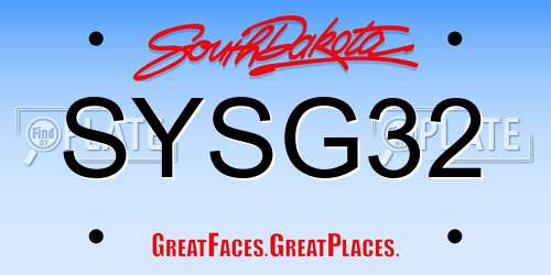 SYSG32 South Dakota License Plate