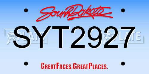SYT2927 South Dakota License Plate