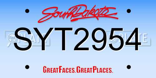 SYT2954 South Dakota License Plate