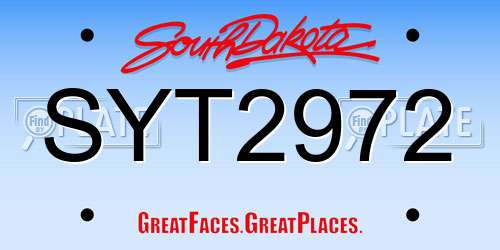 SYT2972 South Dakota License Plate