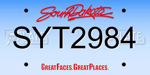 SYT2984 South Dakota License Plate