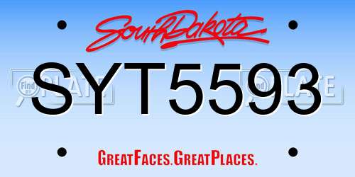 SYT5593 South Dakota License Plate