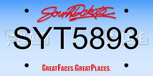 SYT5893 South Dakota License Plate