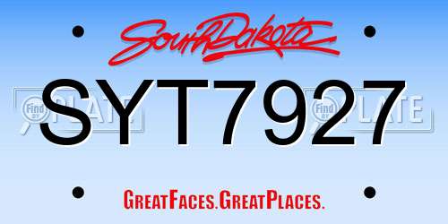 SYT7927 South Dakota License Plate