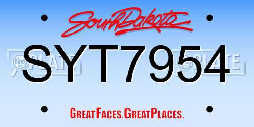 SYT7954 South Dakota License Plate