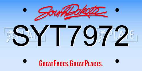 SYT7972 South Dakota License Plate