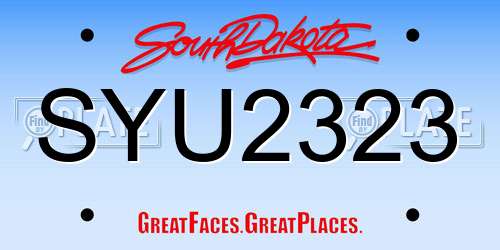 SYU2323 South Dakota License Plate