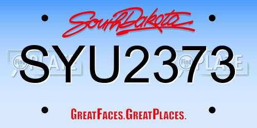 SYU2373 South Dakota License Plate