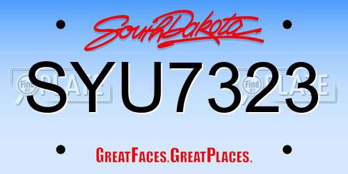 SYU7323 South Dakota License Plate