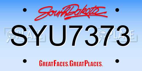 SYU7373 South Dakota License Plate