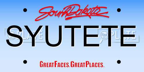 SYUTETE South Dakota License Plate