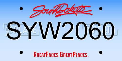 SYW2060 South Dakota License Plate