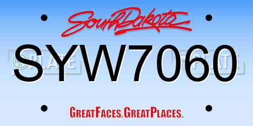 SYW7060 South Dakota License Plate