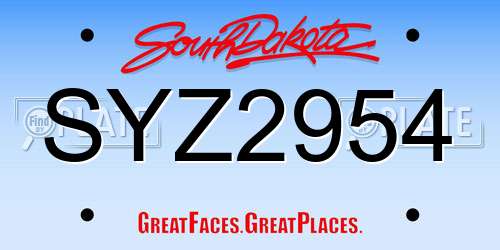 SYZ2954 South Dakota License Plate