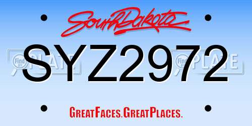 SYZ2972 South Dakota License Plate
