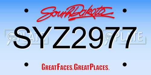 SYZ2977 South Dakota License Plate