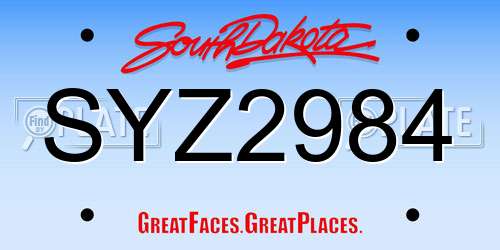 SYZ2984 South Dakota License Plate