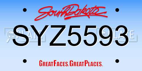 SYZ5593 South Dakota License Plate