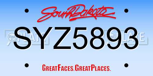 SYZ5893 South Dakota License Plate
