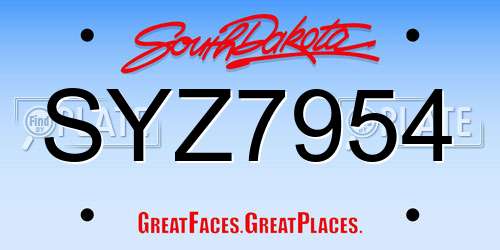 SYZ7954 South Dakota License Plate