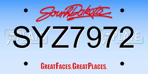SYZ7972 South Dakota License Plate