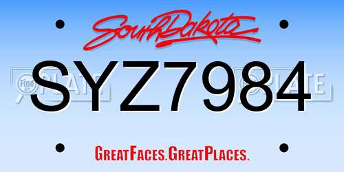 SYZ7984 South Dakota License Plate