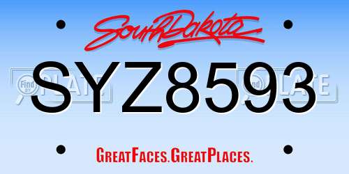 SYZ8593 South Dakota License Plate