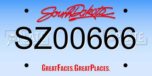 SZ00666 South Dakota License Plate