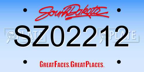 SZ02212 South Dakota License Plate