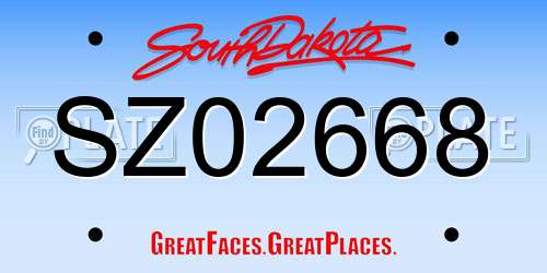 SZ02668 South Dakota License Plate