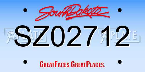 SZ02712 South Dakota License Plate