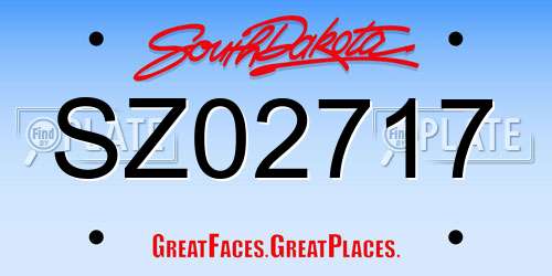 SZ02717 South Dakota License Plate