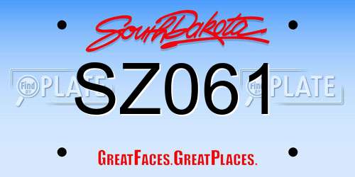 SZ061 South Dakota License Plate