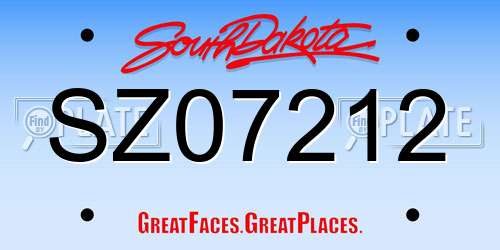 SZ07212 South Dakota License Plate