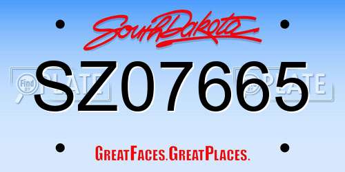 SZ07665 South Dakota License Plate