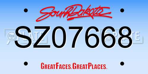 SZ07668 South Dakota License Plate