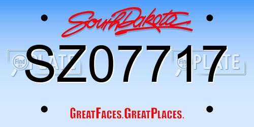 SZ07717 South Dakota License Plate