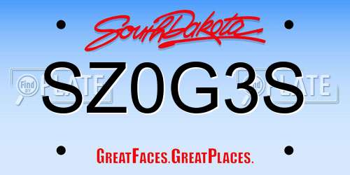 SZ0G3S South Dakota License Plate