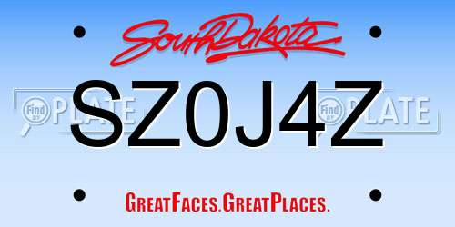 SZ0J4Z South Dakota License Plate